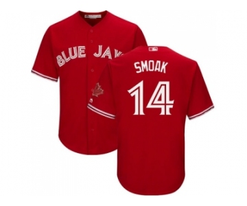 Men's Toronto Blue Jays #14 Justin Smoak Red Alternate Cool Base Stitched MLB Jersey