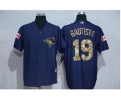 Men's Toronto Blue Jays #19 Jose Bautista Blue Camo New Cool Base Jerseys