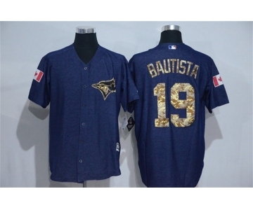 Men's Toronto Blue Jays #19 Jose Bautista Blue Camo New Cool Base Jerseys