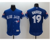 Men's Toronto Blue Jays #19 Jose Bautista Majestic Blue Fashion Stars & Stripes Flex Base Player Jersey