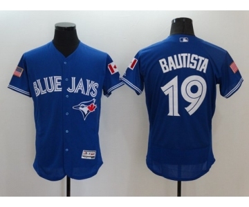 Men's Toronto Blue Jays #19 Jose Bautista Majestic Blue Fashion Stars & Stripes Flex Base Player Jersey