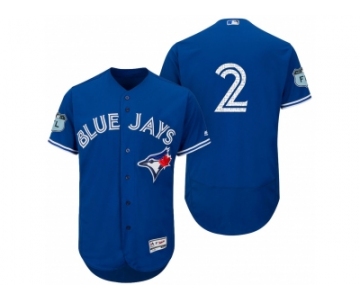 Men's Toronto Blue Jays #2 Troy Tulowitzki 2017 Spring Training Flex Base Authentic Collection Stitched Baseball Jersey