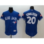 Men's Toronto Blue Jays #20 Josh Donaldson Majestic Blue Fashion Stars & Stripes Flex Base Player Jersey