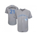 Men's Toronto Blue Jays #21 Michael Saunders Grey Flexbase Authentic Collection 2016 Father''s Day Stitched Baseball Jersey