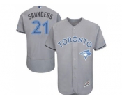 Men's Toronto Blue Jays #21 Michael Saunders Grey Flexbase Authentic Collection 2016 Father''s Day Stitched Baseball Jersey