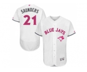 Men's Toronto Blue Jays #21 Michael Saunders White Flexbase Authentic Collection 2016 Mother's Day Stitched Baseball Jersey