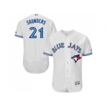 Men's Toronto Blue Jays #21 Michael Saunders White Flexbase Authentic Collection Stitched Baseball Jersey