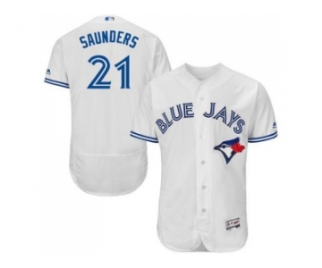 Men's Toronto Blue Jays #21 Michael Saunders White Flexbase Authentic Collection Stitched Baseball Jersey