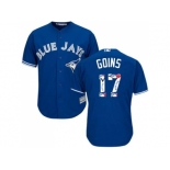 Toronto Blue Jays #17 Ryan Goins Blue Team Logo Fashion Stitched MLB Jersey