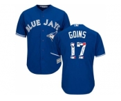 Toronto Blue Jays #17 Ryan Goins Blue Team Logo Fashion Stitched MLB Jersey