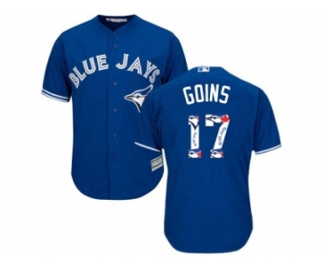 Toronto Blue Jays #17 Ryan Goins Blue Team Logo Fashion Stitched MLB Jersey