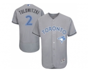 Toronto Blue Jays #2 Troy Tulowitzki Grey Flexbase Authentic Collection 2016 Father's Day Stitched Baseball Jersey