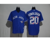 Toronto Blue Jays #20 Josh Donaldson Blue Team Logo Print Cool Base Stitched Baseball Jersey