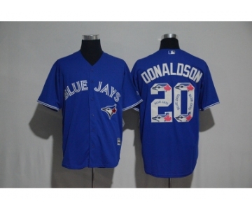 Toronto Blue Jays #20 Josh Donaldson Blue Team Logo Print Cool Base Stitched Baseball Jersey