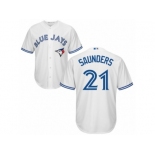 Toronto Blue Jays #21 Michael Saunders Replica White Home MLB Jersey