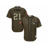 Toronto Blue Jays #21 Roger Clemens Green Salute to Service Stitched Baseball Jersey