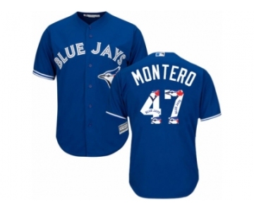 Toronto Blue Jays #47 Miguel Montero Authentic Blue Team Logo Fashion MLB Jersey