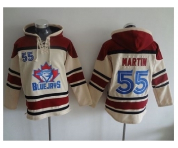 Toronto Blue Jays #55 Russell Martin Cream Sawyer Hooded Sweatshirt MLB Hoodie