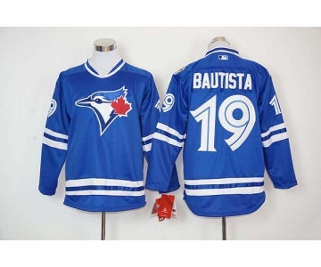 mlb jerseys toronto blue jays #19 jose bautista blue long sleeve