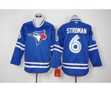 mlb jerseys toronto blue jays #6 marcus stroman blue long sleeve