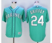 Men Seattle Mariners #24 Ken Griffey Jr Majestic Green 2016 Hall Of Fame Induction Cool Base Jersey with Sleeve Patch Jersey