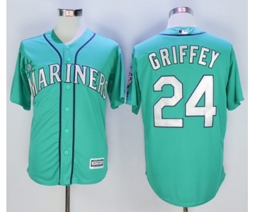 Men Seattle Mariners #24 Ken Griffey Jr Majestic Green 2016 Hall Of Fame Induction Cool Base Jersey with Sleeve Patch Jersey