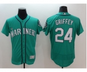 Men Seattle Mariners #24 Ken Griffey Majestic Green Flexbase Authentic Collection Player Jersey