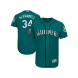 Men Seattle Mariners #34 Felix Hernandez Majestic Aqua 2018 Spring Training Flex Base Player Jersey