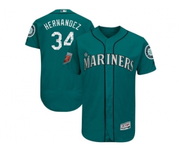 Men Seattle Mariners #34 Felix Hernandez Majestic Aqua 2018 Spring Training Flex Base Player Jersey