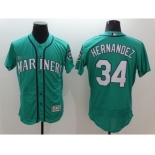 Men Seattle Mariners #34 Felix Hernandez Majestic Green Flexbase Authentic Collection Player Jersey