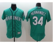 Men Seattle Mariners #34 Felix Hernandez Majestic Green Flexbase Authentic Collection Player Jersey