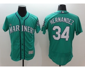 Men Seattle Mariners #34 Felix Hernandez Majestic Green Flexbase Authentic Collection Player Jersey