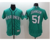 Men Seattle Mariners #51 Randy Johnson Majestic Green Flexbase Authentic Collection Player Jersey