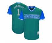 Men's 2017 Little League World Series Mariners #1 Jarrod Dyson Zoombiya Aqua Jersey