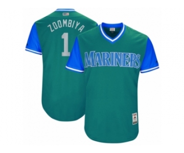 Men's 2017 Little League World Series Mariners #1 Jarrod Dyson Zoombiya Aqua Jersey