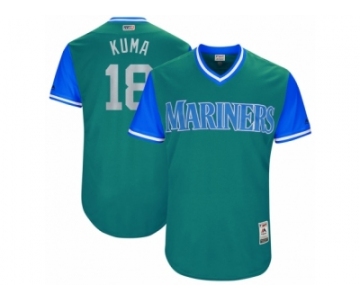 Men's 2017 Little League World Series Mariners #18 Hisashi Iwakuma Kuma Aqua Jersey