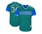 Men's 2017 Little League World Series Mariners #34 Felix Hernandez King Felix Aqua Jersey