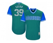 Men's 2017 Little League World Series Mariners #39 Edwin Diaz Sugar Aqua Jersey