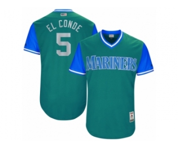 Men's 2017 Little League World Series Mariners #5 Guillermo Heredia El Conde Aqua Jersey