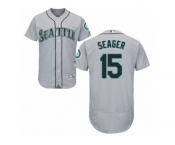 Men's Majestic Seattle Mariners #15 Kyle Seager Grey Flexbase Authentic Collection MLB Jersey