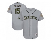 Men's Majestic Seattle Mariners #15 Kyle Seager Grey Memorial Day Authentic Collection Flex Base MLB Jersey