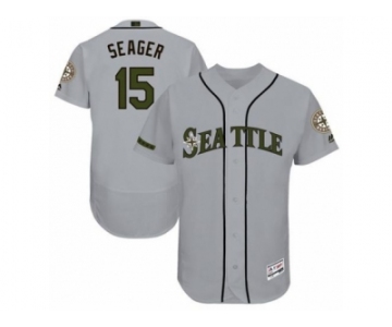 Men's Majestic Seattle Mariners #15 Kyle Seager Grey Memorial Day Authentic Collection Flex Base MLB Jersey