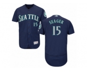 Men's Majestic Seattle Mariners #15 Kyle Seager Navy Blue Flexbase Authentic Collection MLB Jersey