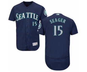 Men's Majestic Seattle Mariners #15 Kyle Seager Navy Blue Flexbase Authentic Collection MLB Jersey