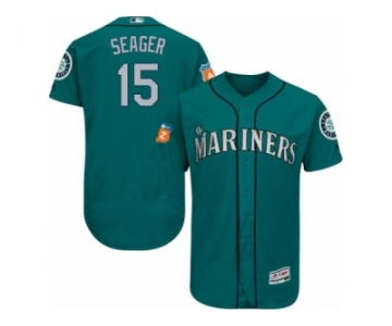 Men's Majestic Seattle Mariners #15 Kyle Seager Teal Green Flexbase Authentic Collection MLB Jersey