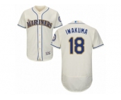 Men's Majestic Seattle Mariners #18 Hisashi Iwakuma Cream Flexbase Authentic Collection MLB Jersey