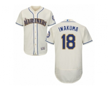 Men's Majestic Seattle Mariners #18 Hisashi Iwakuma Cream Flexbase Authentic Collection MLB Jersey