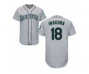 Men's Majestic Seattle Mariners #18 Hisashi Iwakuma Grey Flexbase Authentic Collection MLB Jersey