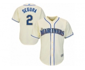 Men's Majestic Seattle Mariners #2 Jean Segura Replica Cream Alternate Cool Base MLB Jersey