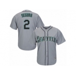 Men's Majestic Seattle Mariners #2 Jean Segura Replica Grey Road Cool Base MLB Jersey